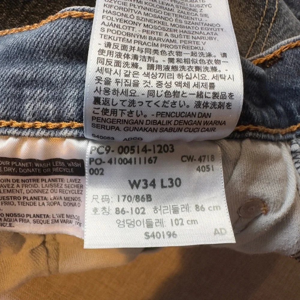 Levis 514 Straight Fit Jeans Mens 34x30 Medium Wash Blue Stretch Denim Utility